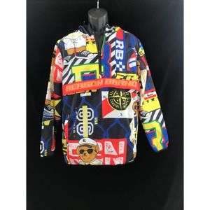 Men's 1/4 zip pullover jacket hoodie wind breaker black Bear Reason M New